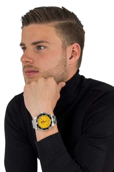 Invicta Grand Diver 3048 Heren Horloge - Automatisch Uurwerk - Roestvrij Staal met Gele Wijzerplaat - 47mm - Image 5