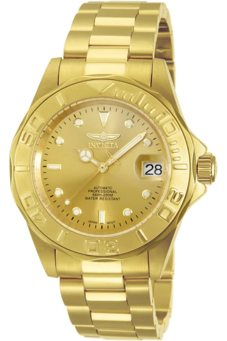 Invicta Pro Diver 13929 Heren Horloge - Automatisch Uurwerk - Roestvrij Staal met gouden Wijzerplaat - 40mm - Image 1