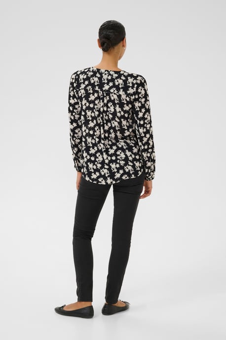 Blouse with long sleeve Regular fit Black/Turtledove Flower Print - Image 2