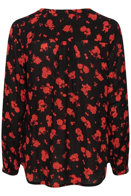 Blouse with long sleeve Regular fit Black_Red Flower Print - Image 5