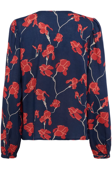 Blouse with long sleeve Regular fit Midnight / Red Flowers - Image 2