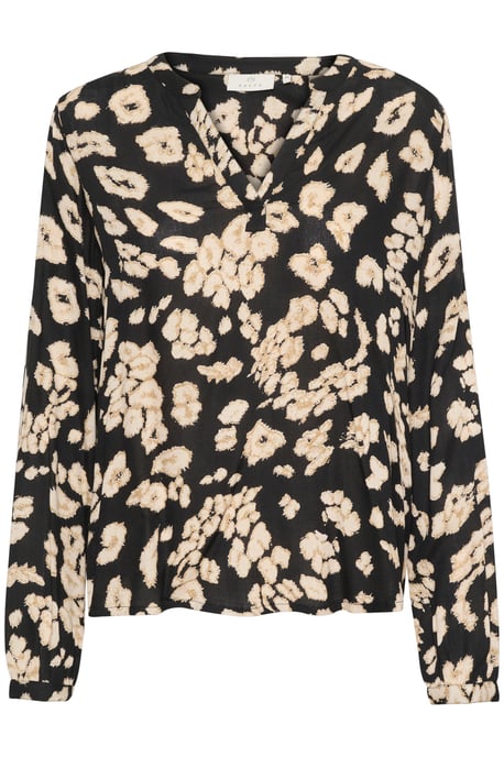 Blouse with long sleeve Regular fit Black/Sand Leo Print - Image 4