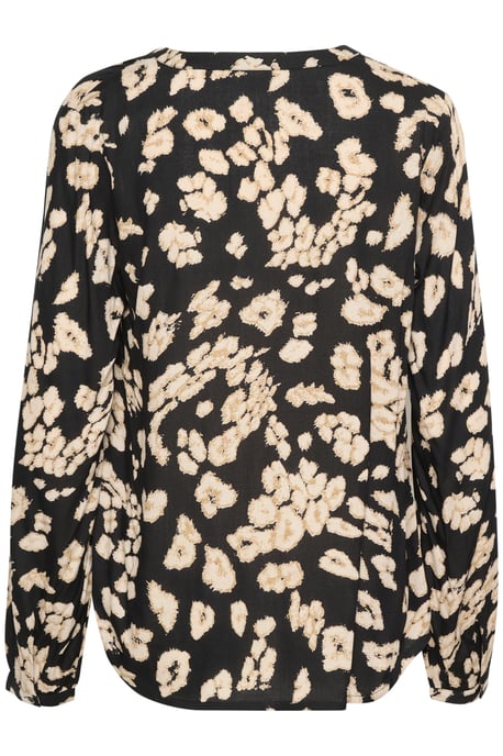 Blouse with long sleeve Regular fit Black/Sand Leo Print - Image 5