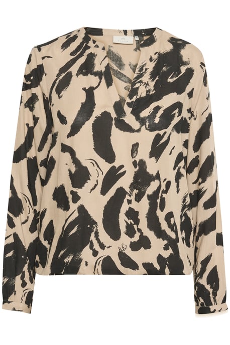 Blouse with long sleeve Regular fit Black/Feather Gray Leo - Image 4