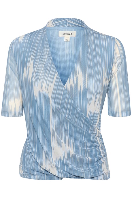 Blouse with long sleeve Feminine Silhouette Blue Scattered Print - Image 4