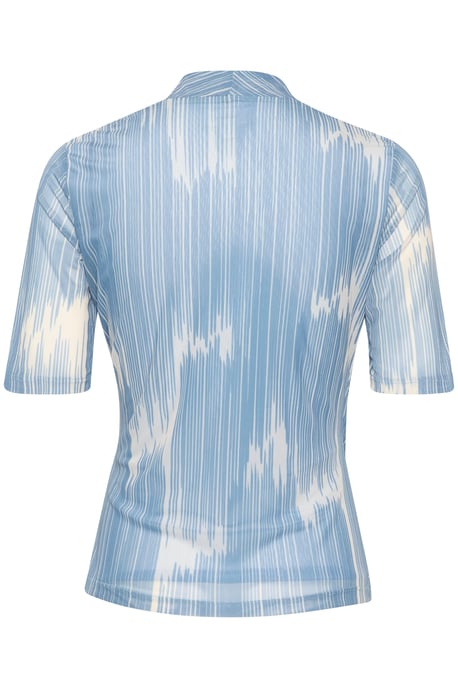 Blouse with long sleeve Feminine Silhouette Blue Scattered Print - Image 5