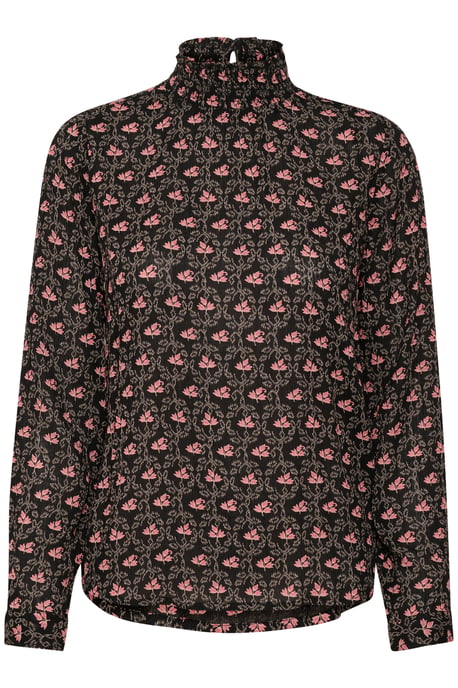 Blouse with long sleeve Regular fit Black_Rosa Flowers - Image 4