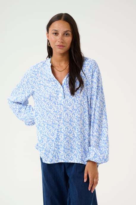 Blouse with long sleeve Loose fit Blue/Chalk Graphic Print - Image 2