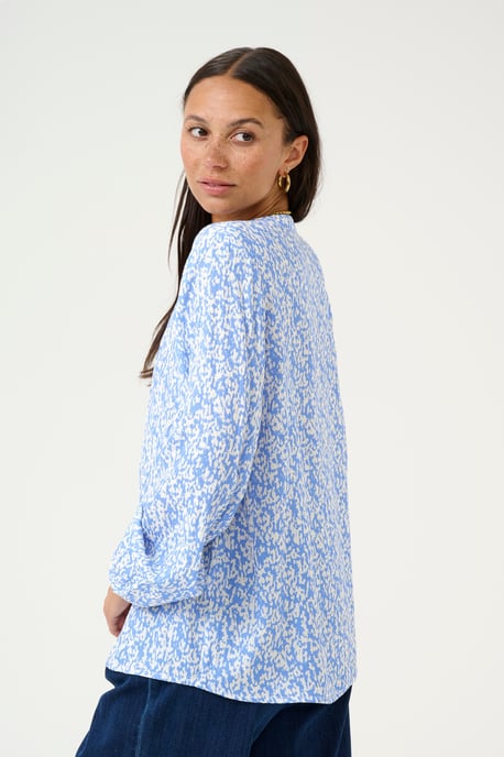 Blouse with long sleeve Loose fit Blue/Chalk Graphic Print - Image 3
