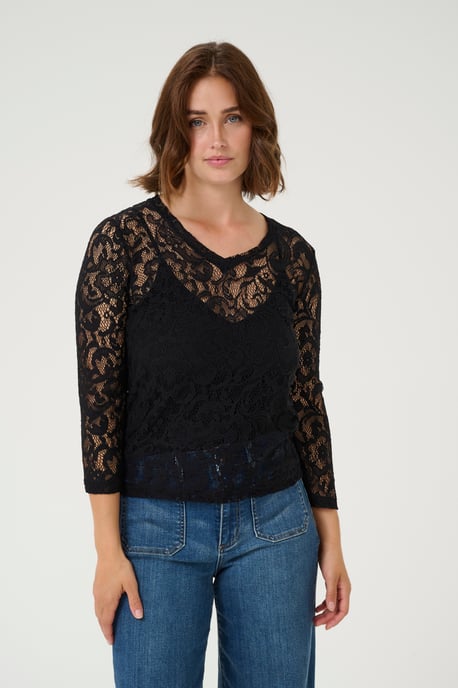 Blouse with long sleeve Regular fit Black Deep - Image 3