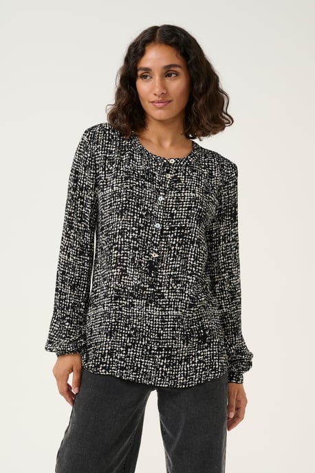 Blouse with long sleeve Regular fit Black/Turtledove Graphic Dot - Image 2