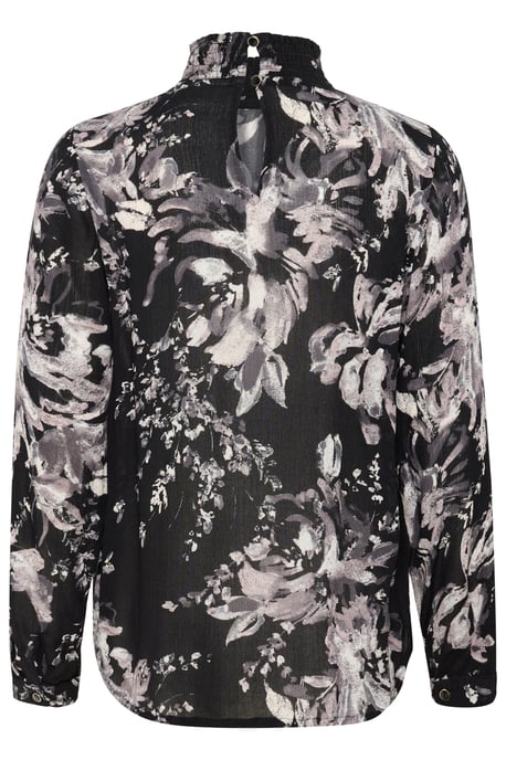 Blouse with long sleeve Regular fit Black/White Painted Flower - Image 5