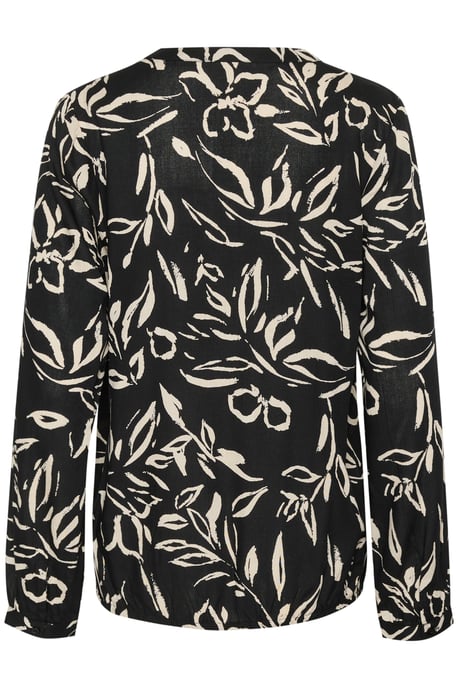 Blouse with long sleeve Regular fit Black/Sand Painted Flower - Image 5