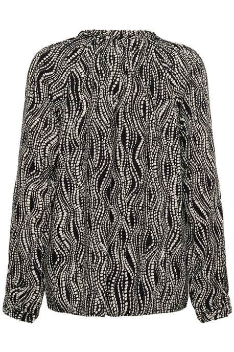 Blouse with long sleeve Regular fit Black wavy dots - Image 5