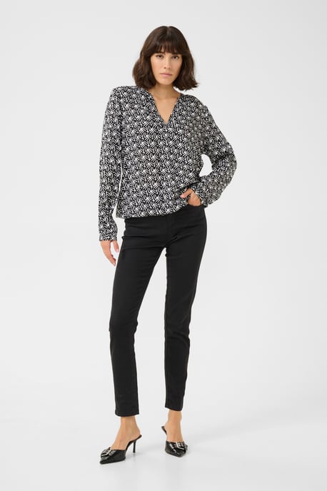Blouse with long sleeve Regular fit Black/Moonstruck Retro Print - Image 2