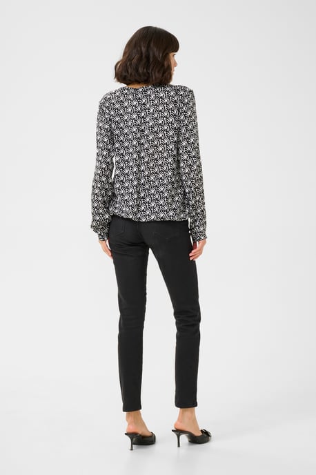 Blouse with long sleeve Regular fit Black/Moonstruck Retro Print - Image 3