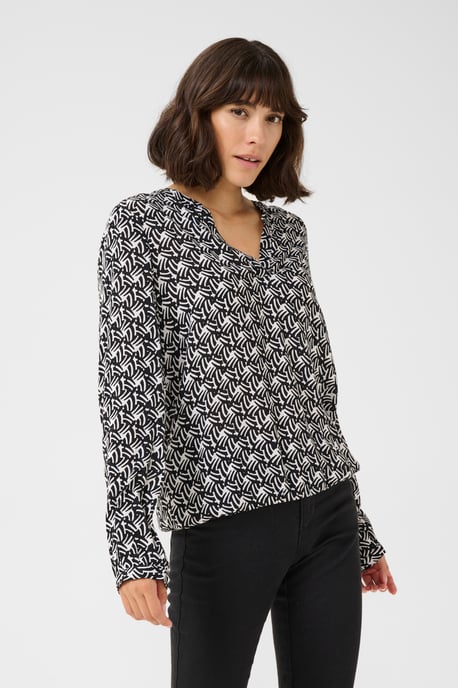 Blouse with long sleeve Regular fit Black/Moonstruck Retro Print - Image 4