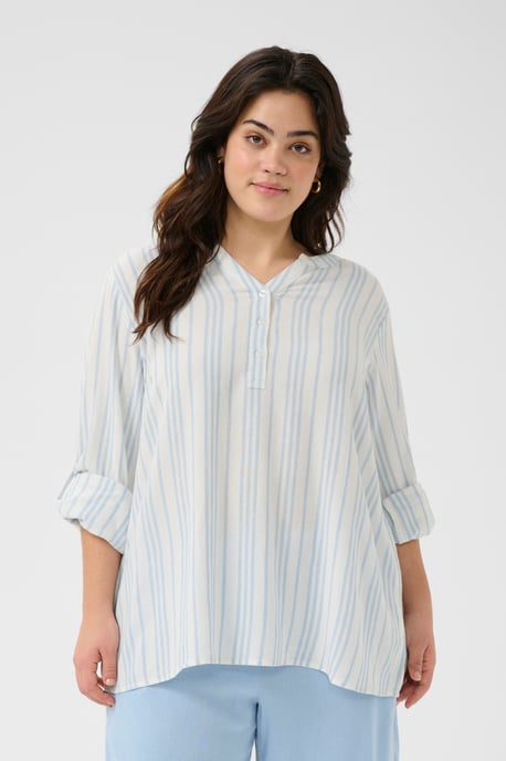 Blouse with long sleeve Regular fit Chalk/Soft Chambray Stripe - Image 3