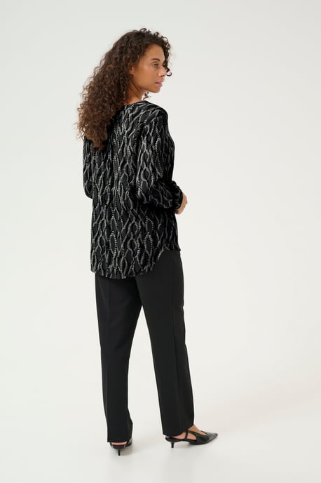 Blouse with long sleeve Regular fit Black/Grey Graphic Simili - Image 3
