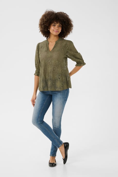 Blouse with long sleeve Relaxed fit Dusky Green - Image 1
