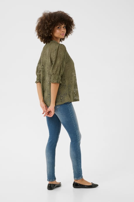 Blouse with long sleeve Relaxed fit Dusky Green - Image 2