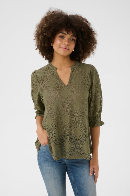 Blouse with long sleeve Relaxed fit Dusky Green - Image 3