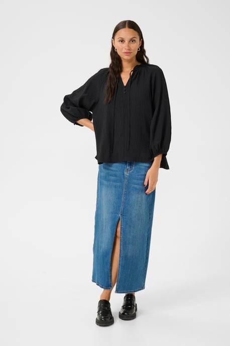Blouse met lange mouwen Loose fit Black - Image 1