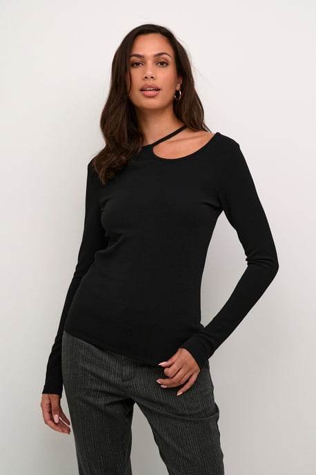Blouse with long sleeve Slim fit Black Deep - Image 2