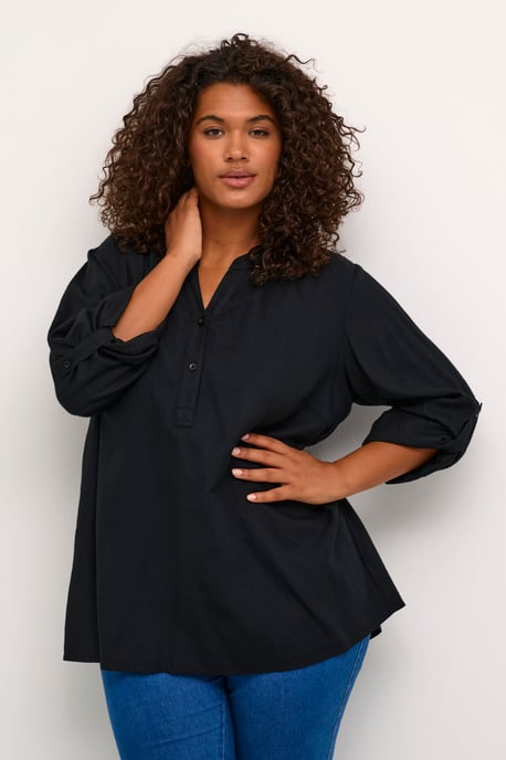 Blouse with long sleeve Regular fit Black Deep - Image 4