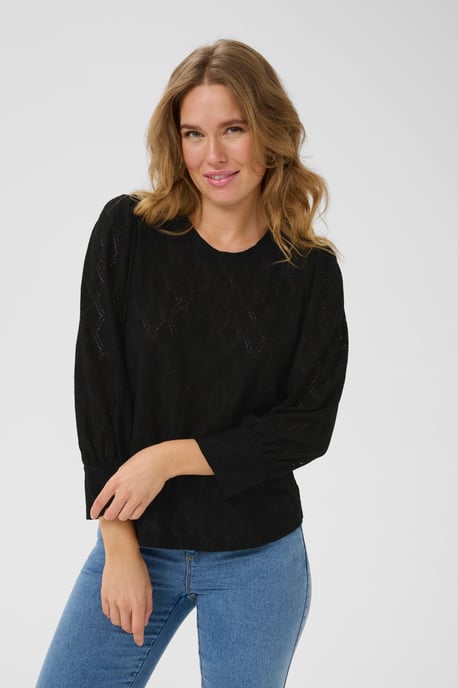 Blouse with long sleeve Regular fit Black Deep - Image 3