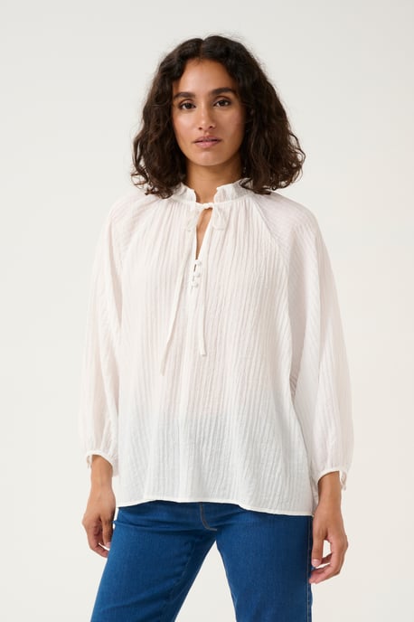 Blouse with long sleeve Loose fit Chalk - Image 2