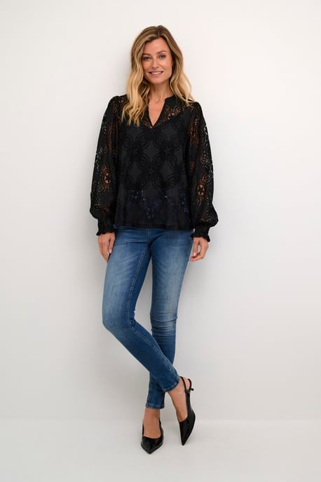 Blouse with long sleeve Relaxed fit Black - Image 2