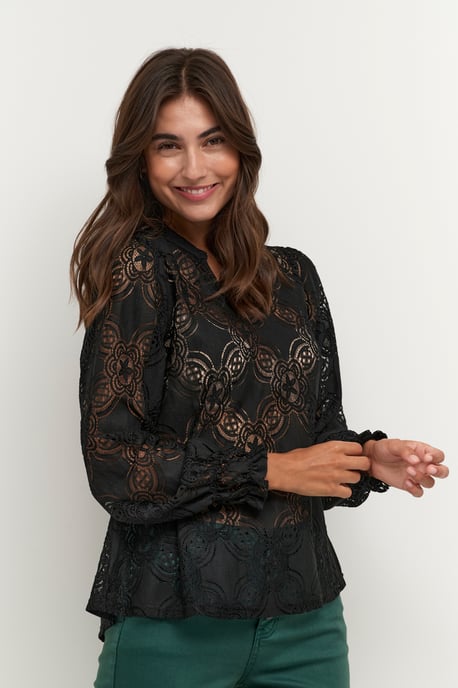 Blouse with long sleeve Relaxed fit Black - Image 3