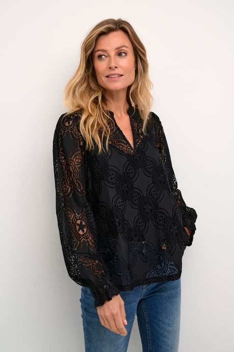 Blouse with long sleeve Relaxed fit Black - Image 4