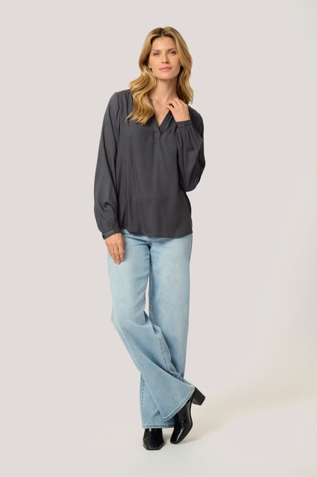 Blouse with long sleeve Regular fit Black Oyster - Image 2