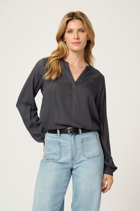 Blouse with long sleeve Regular fit Black Oyster - Image 5