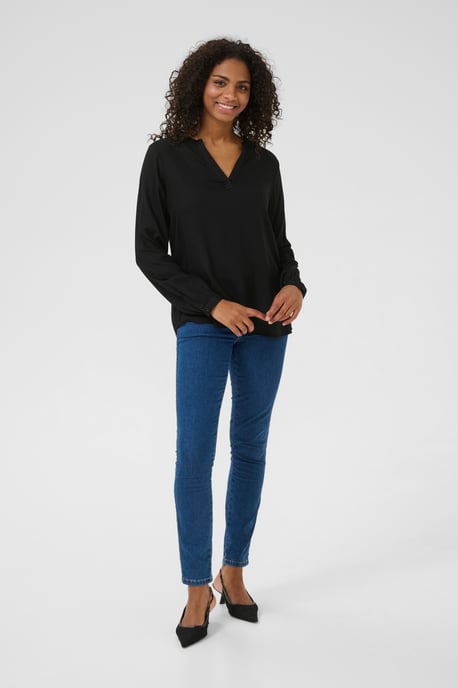 Blouse with long sleeve Regular fit Black Deep - Image 3
