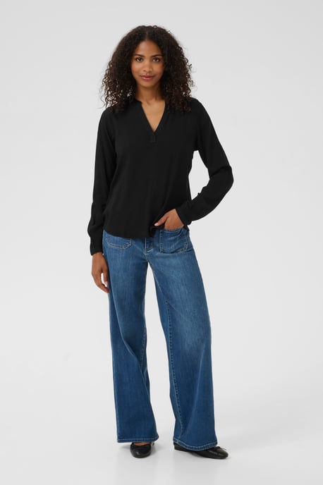 Blouse with long sleeve Regular fit Black Deep - Image 4