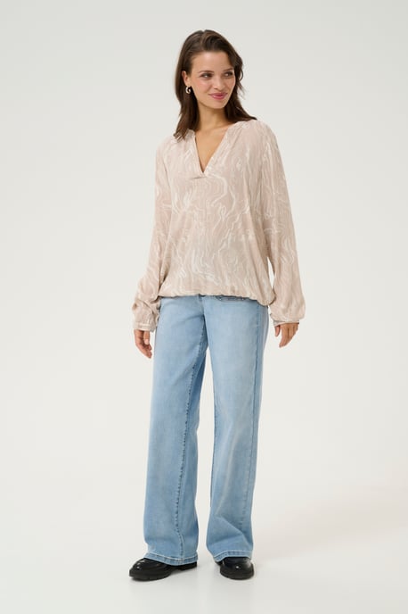 Blouse with long sleeve Regular fit Feather Gray,Chalk Print - Image 1