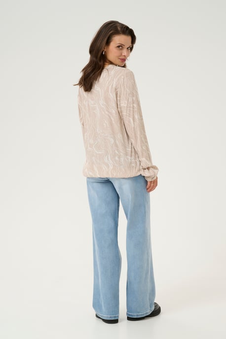 Blouse with long sleeve Regular fit Feather Gray,Chalk Print - Image 2