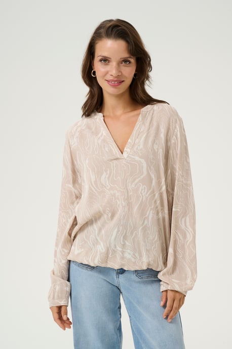 Blouse with long sleeve Regular fit Feather Gray,Chalk Print - Image 3