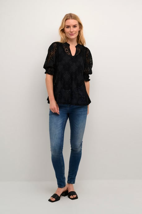 Blouse with long sleeve Relaxed fit Black - Image 2