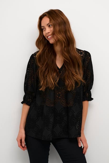 Blouse with long sleeve Relaxed fit Black - Image 3