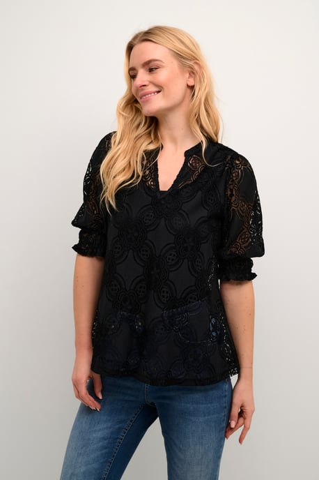 Blouse with long sleeve Relaxed fit Black - Image 4