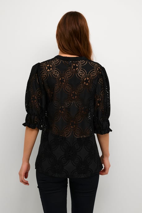 Blouse with long sleeve Relaxed fit Black - Image 5