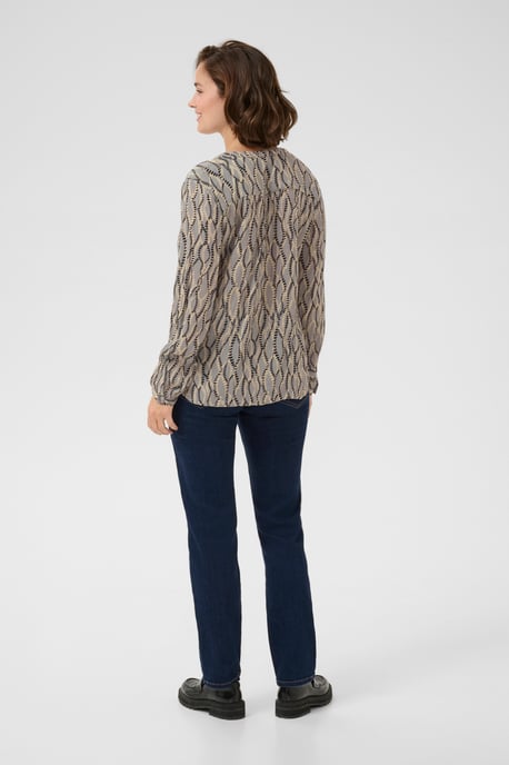 Blouse with long sleeve Regular fit Grey/Black Graphic Simili - Image 2