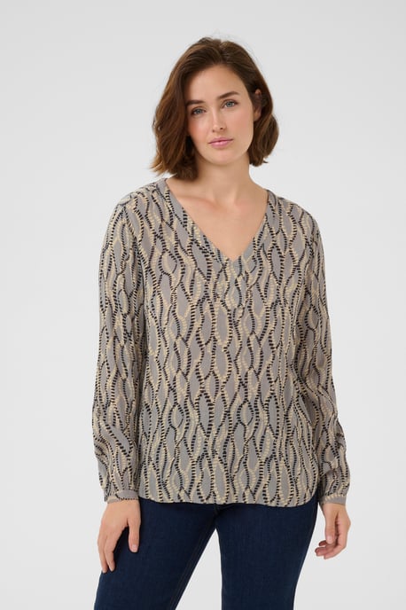 Blouse with long sleeve Regular fit Grey/Black Graphic Simili - Image 3