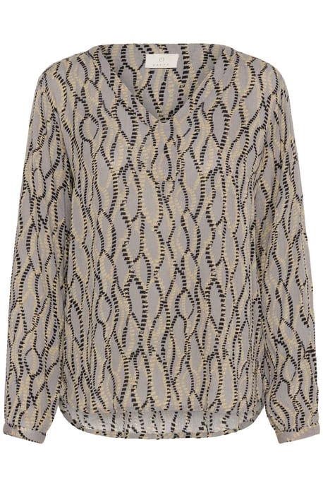 Blouse with long sleeve Regular fit Grey/Black Graphic Simili - Image 4