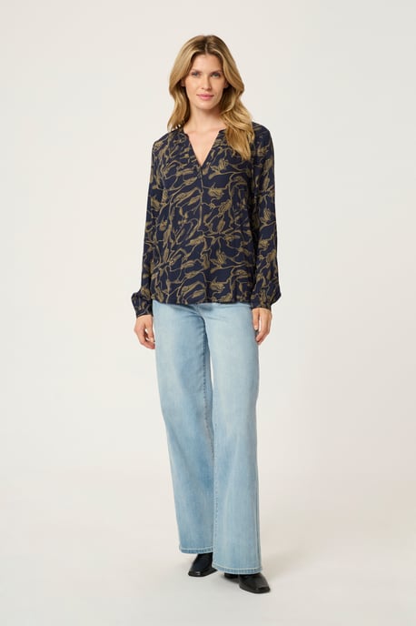 Blouse with long sleeve Regular fit Brindle/Midnight Doodle Print - Image 2