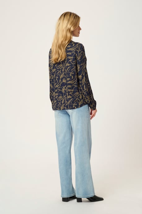 Blouse with long sleeve Regular fit Brindle/Midnight Doodle Print - Image 3